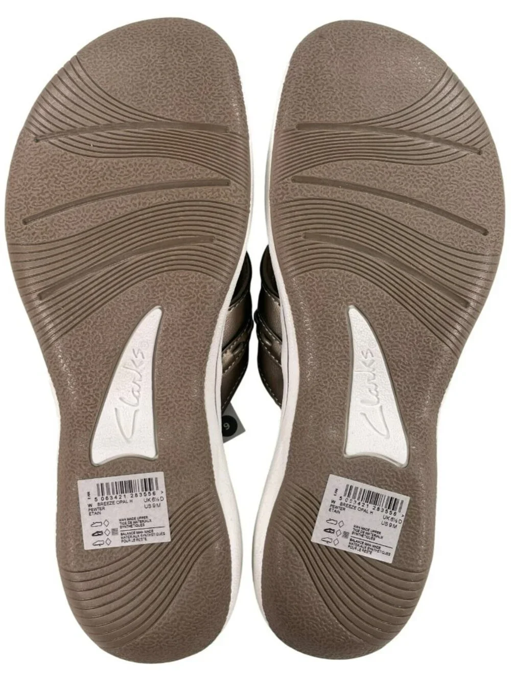 Cloudsteppers By Clarks Womens Breeze Opal Pewter Sandals Size 9 Cushion Soft Co